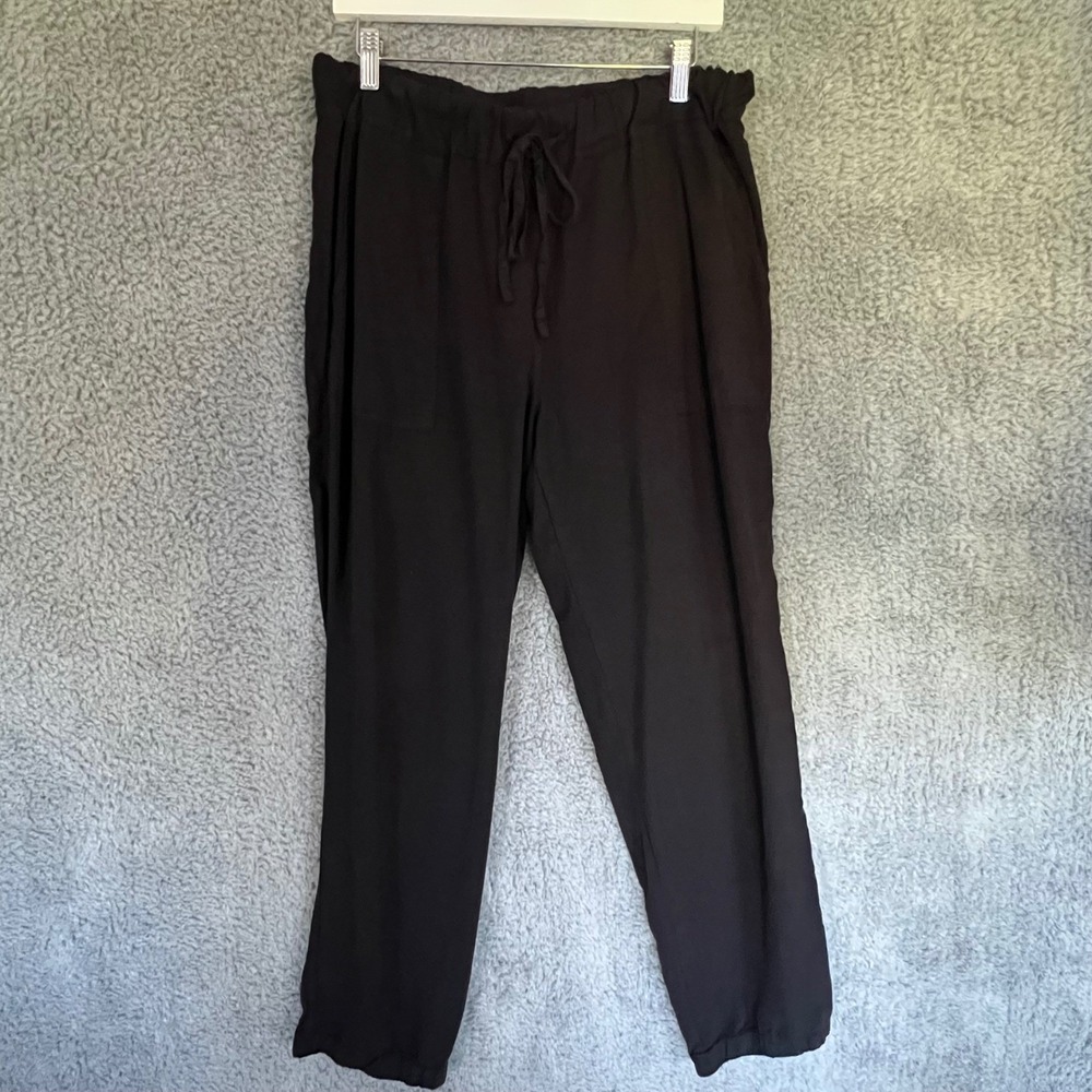 Sanctuary Go Easy Pants XL Black Lyocell Drawstring Pull On Relaxed